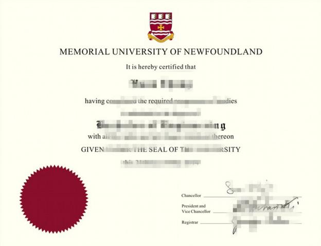 加拿大纽芬兰纪念大学硕士文凭模板书样本