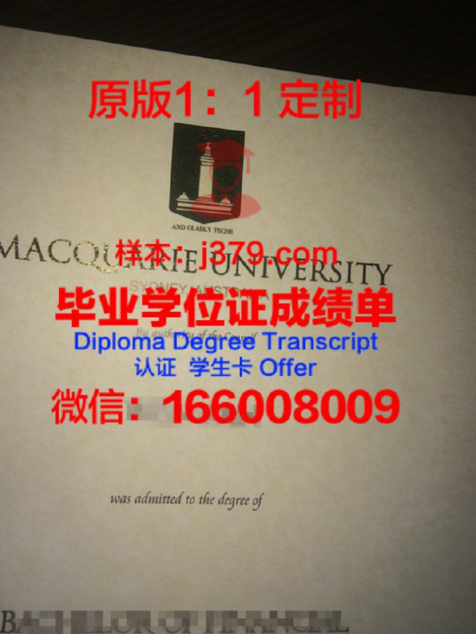 麦考瑞大学毕业证样品Macquarie University Diploma