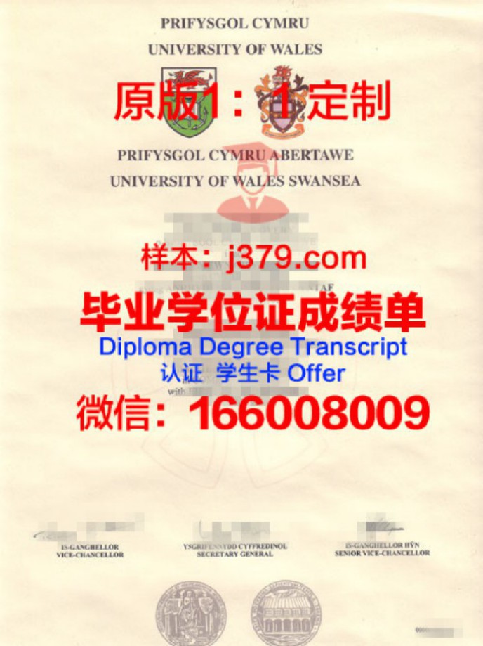 斯旺西大学毕业证样品Swansea University Diploma