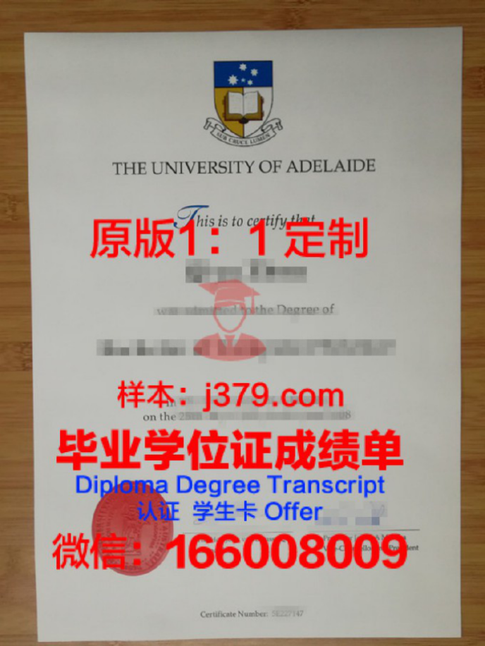 阿德莱德大学毕业证样品The University of Adelaide Diploma